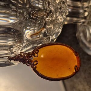 Copper Wire Wrapped Red Aventurine Cabochon Pendant